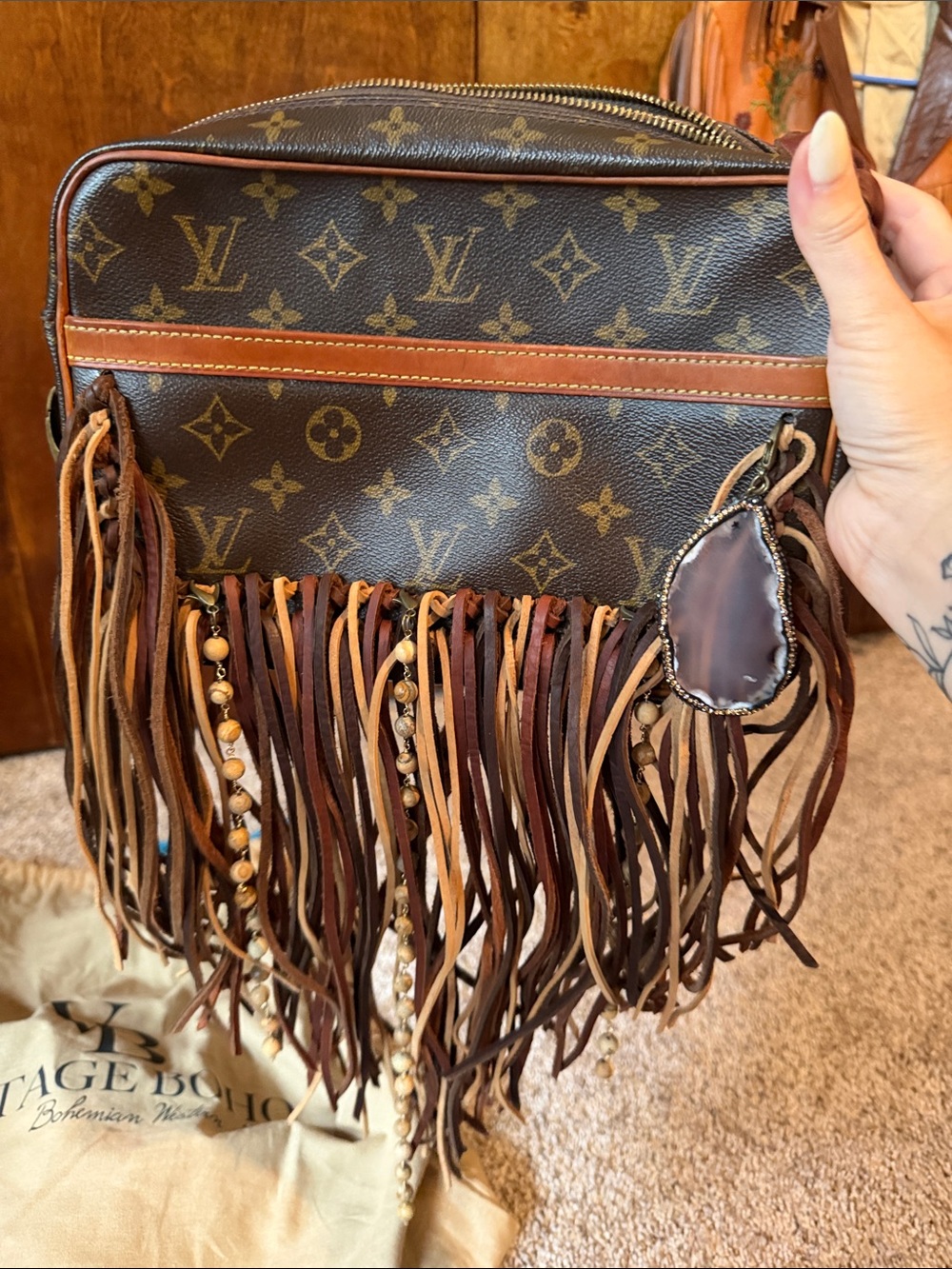 Louis Vuitton Brown Monogram Fringe Crossbody Bag